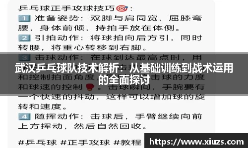 武汉乒乓球队技术解析：从基础训练到战术运用的全面探讨